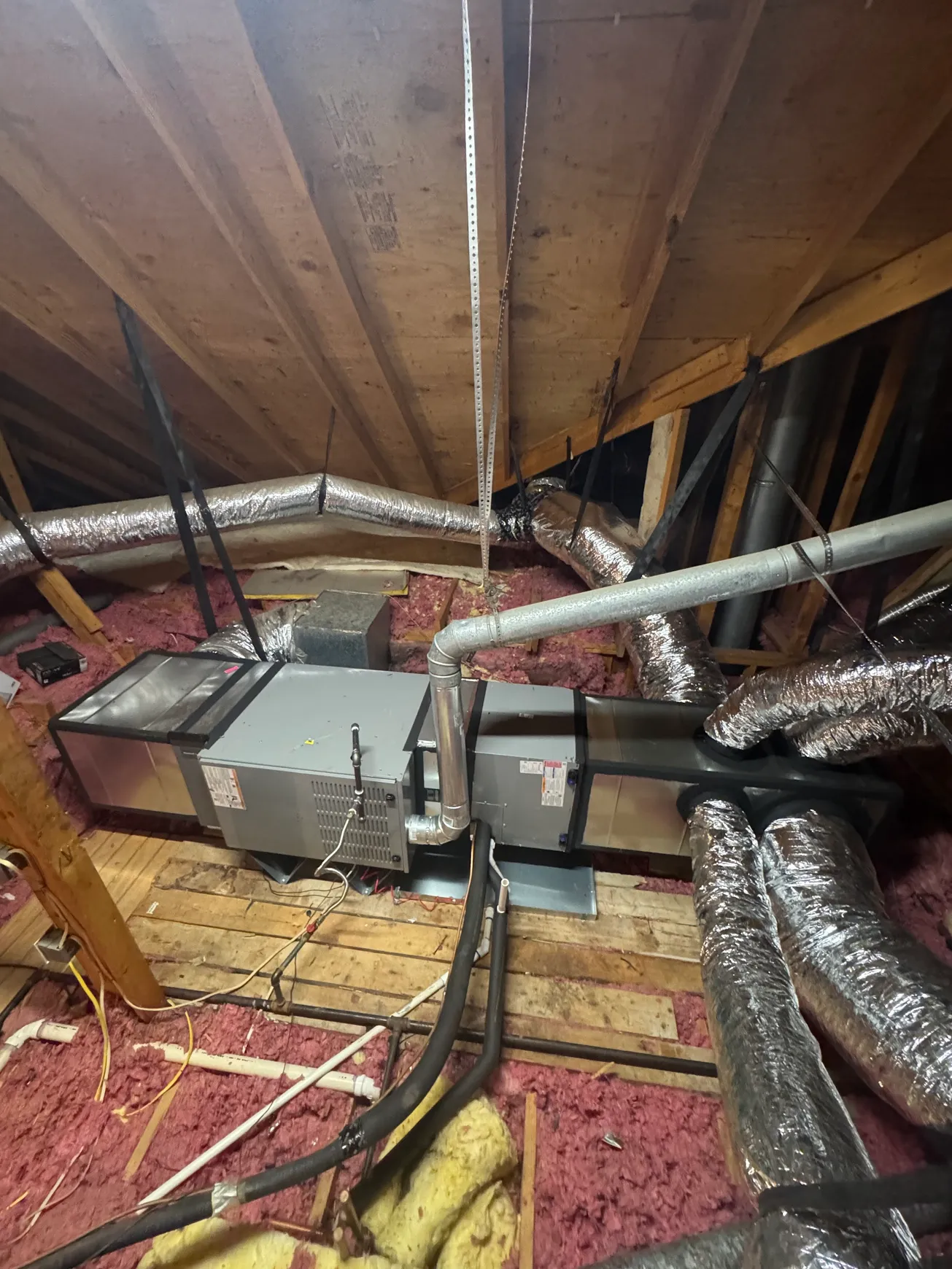 Attic furnace and duct system installation